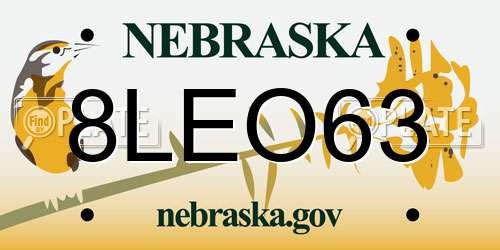 8LEO63 Nebraska License Plate