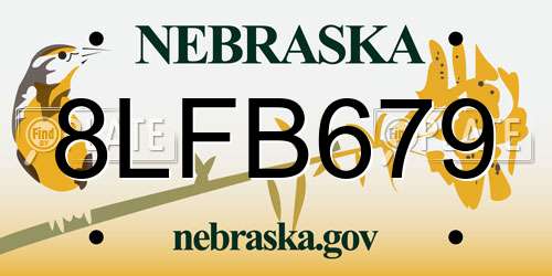 8LFB679 Nebraska License Plate