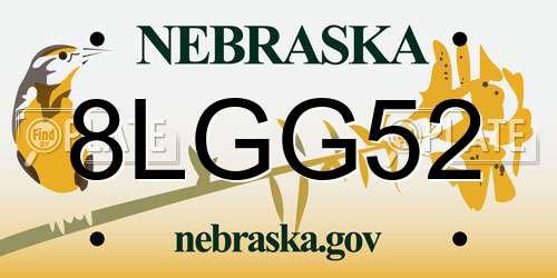 8LGG52 Nebraska License Plate