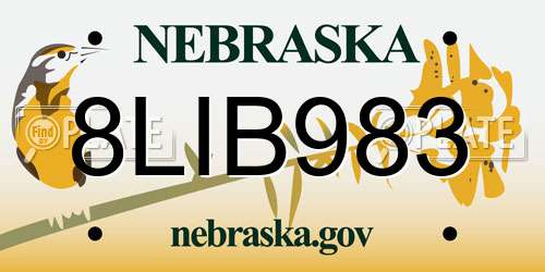 8LIB983 Nebraska License Plate
