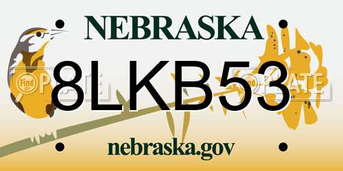 8LKB53 Nebraska License Plate