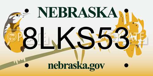 8LKS53 Nebraska License Plate