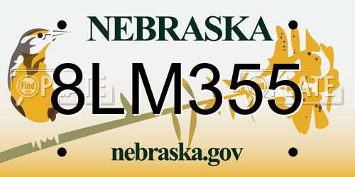 8LM355 Nebraska License Plate