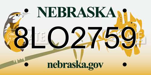 8LO2759 Nebraska License Plate