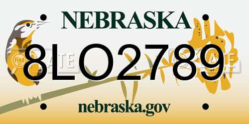 8LO2789 Nebraska License Plate
