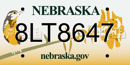 8LT8647 Nebraska License Plate
