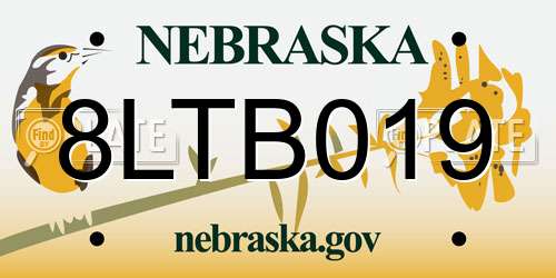 8LTB019 Nebraska License Plate