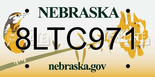 8LTC971 Nebraska License Plate