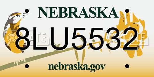 8LU5532 Nebraska License Plate