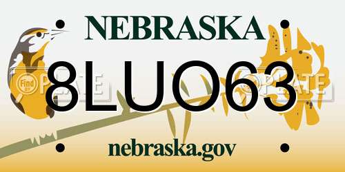 8LUO63 Nebraska License Plate