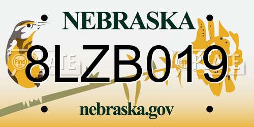 8LZB019 Nebraska License Plate