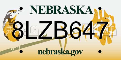 8LZB647 Nebraska License Plate