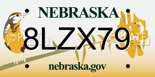 8LZX79 Nebraska License Plate