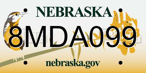 8MDA099 Nebraska License Plate