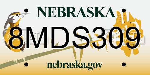 8MDS309 Nebraska License Plate