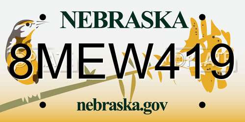 8MEW419 Nebraska License Plate