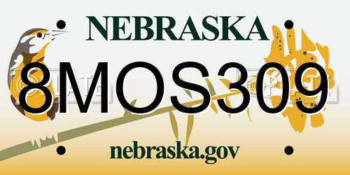8MOS309 Nebraska License Plate