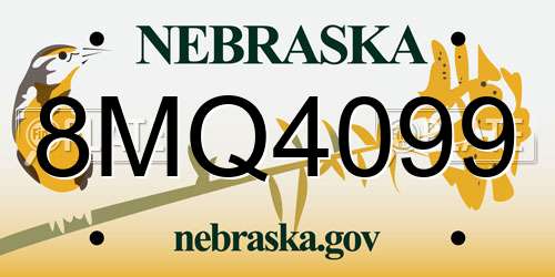 8MQ4099 Nebraska License Plate