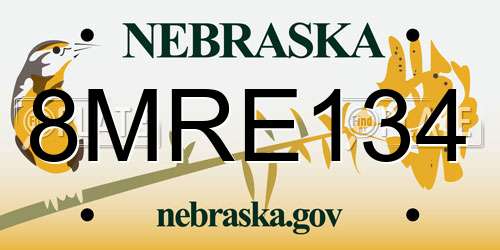 8MRE134 Nebraska License Plate