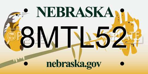 8MTL52 Nebraska License Plate