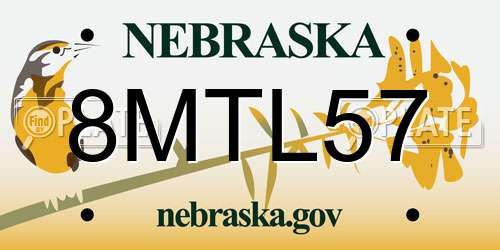 8MTL57 Nebraska License Plate