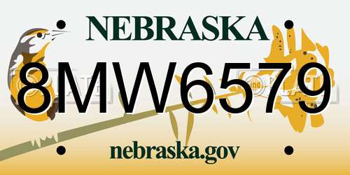 8MW6579 Nebraska License Plate