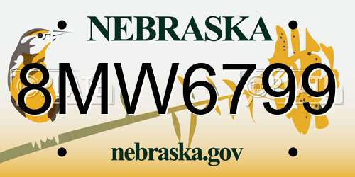 8MW6799 Nebraska License Plate