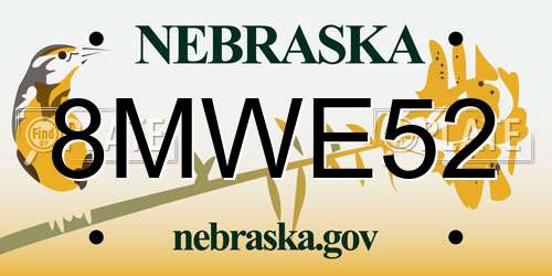 8MWE52 Nebraska License Plate