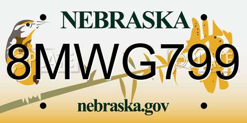 8MWG799 Nebraska License Plate