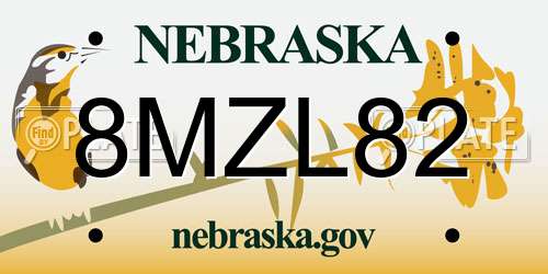 8MZL82 Nebraska License Plate