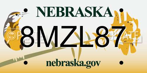 8MZL87 Nebraska License Plate