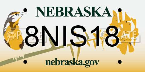 8NIS18 Nebraska License Plate