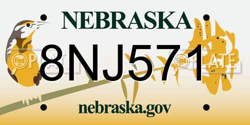 8NJ571 Nebraska License Plate