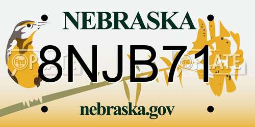 8NJB71 Nebraska License Plate