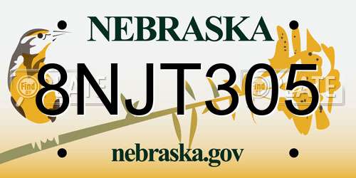 8NJT305 Nebraska License Plate