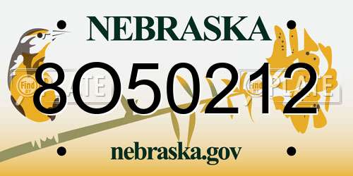 8O50212 Nebraska License Plate