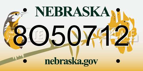 8O50712 Nebraska License Plate