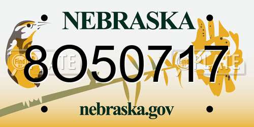 8O50717 Nebraska License Plate