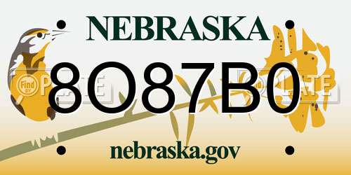 8O87B0 Nebraska License Plate