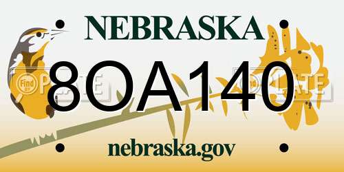 8OA140 Nebraska License Plate