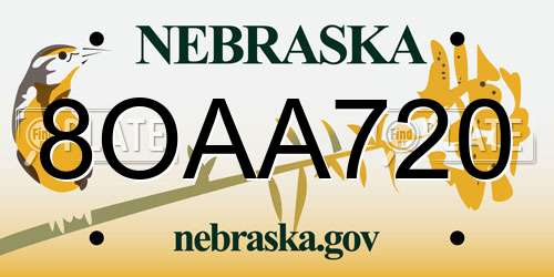8OAA720 Nebraska License Plate