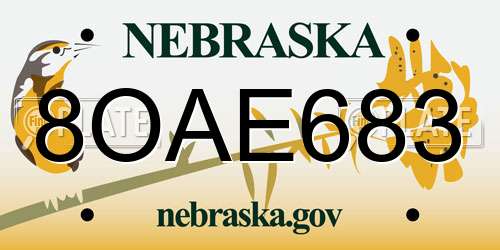 8OAE683 Nebraska License Plate