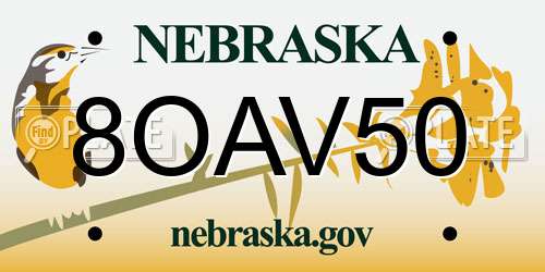 8OAV50 Nebraska License Plate