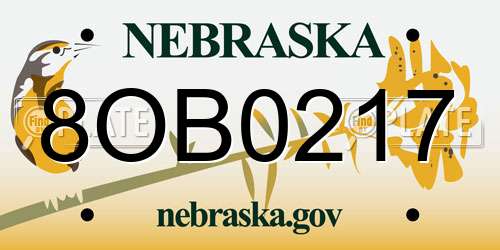 8OB0217 Nebraska License Plate