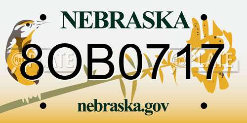 8OB0717 Nebraska License Plate