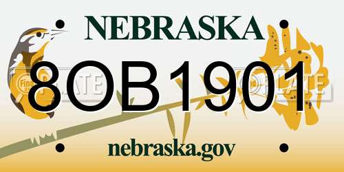 8OB1901 Nebraska License Plate