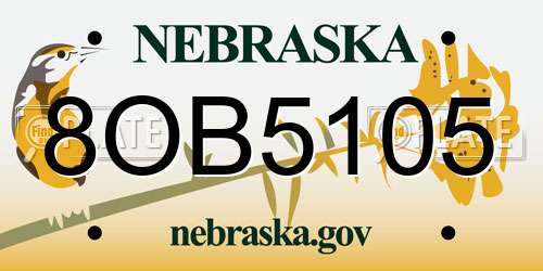 8OB5105 Nebraska License Plate