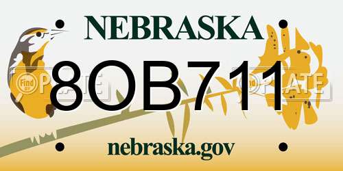8OB711 Nebraska License Plate
