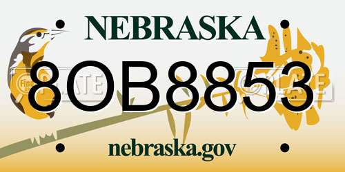 8OB8853 Nebraska License Plate