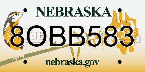 8OBB583 Nebraska License Plate